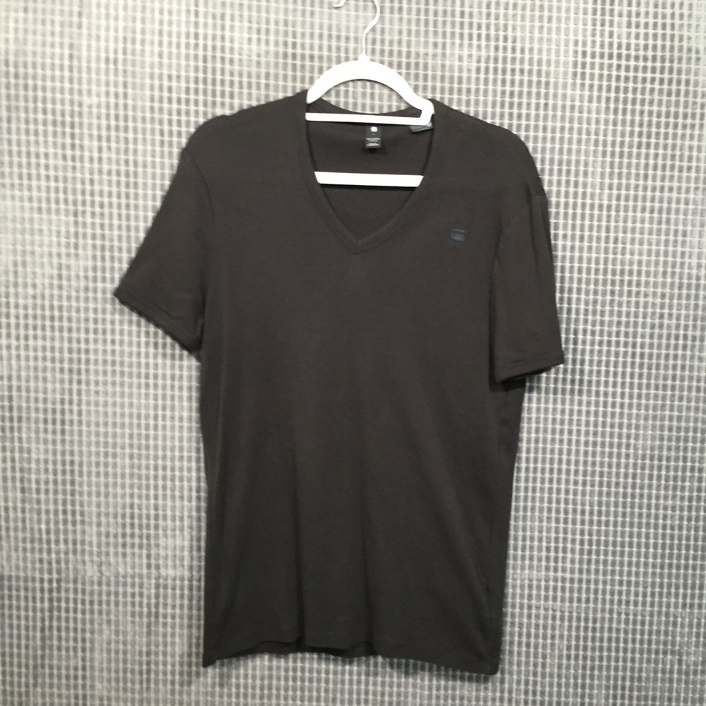 G-Star RAW‎ Womens Base V T S/S Black V-Neck T-Shirt Logo Size L